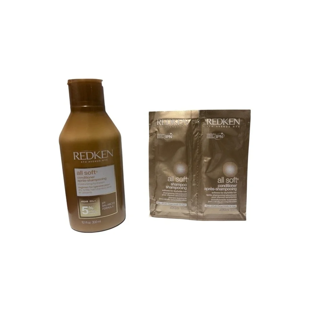 Redken All Soft Shampoo 10.1 fl oz / 300 mL Moisturizing Argan Oil + bonus pack